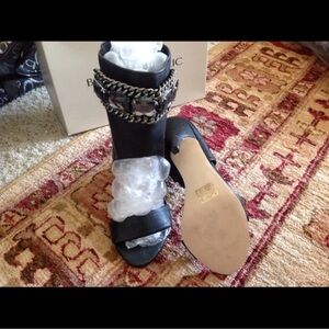 bebe Black Heeled Boots with Chain Detail